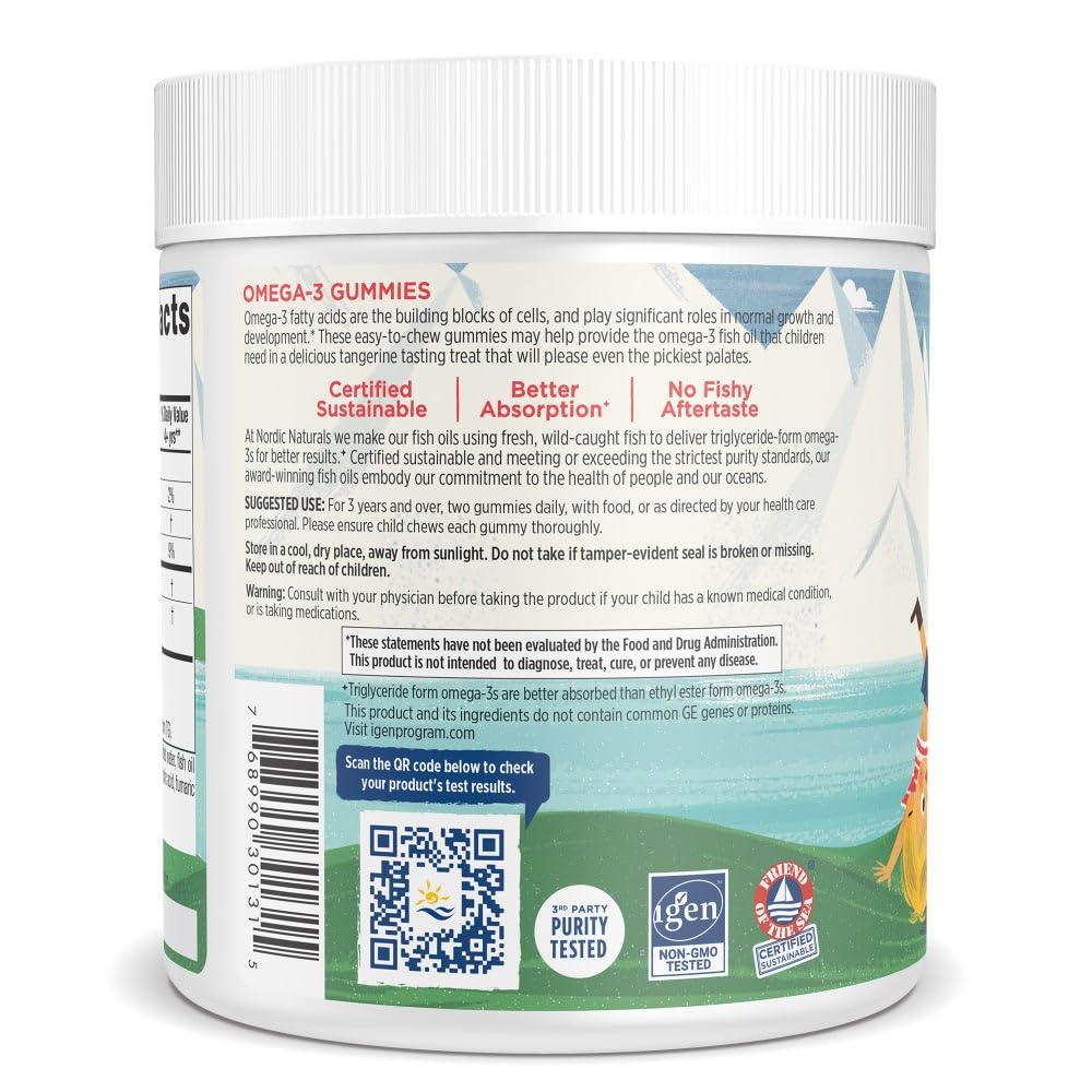 Nordic Naturals Nordic Omega-3 Gummies, Tangerine - 120 Gummies - 82 mg Total Omega-3s with EPA & DHA - Non-GMO - 60 Servings Nordic Naturals Au supplements