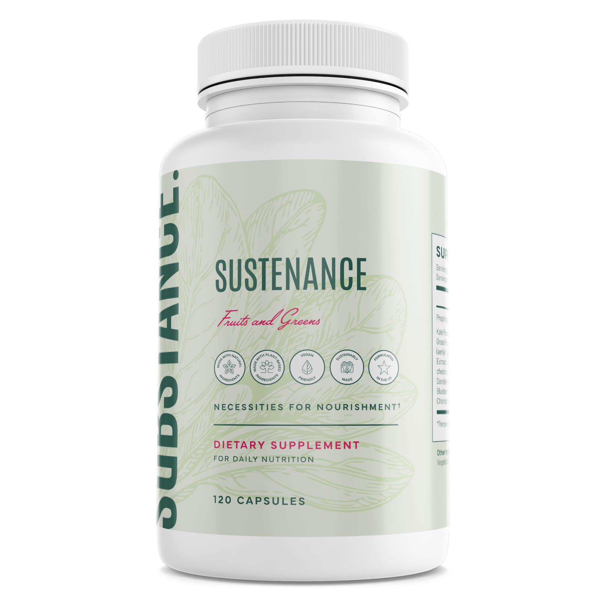 SUBSTANCE. - Nature's Sustenance Daily Greens, Daily Fruit and Veggies Supplement - Enhance Energy, Mental Clarity - Fruits and Vegetables Supplements - US Made, Vegan-Friendly - 30 Servings. SUBSTANCE. Au supplements