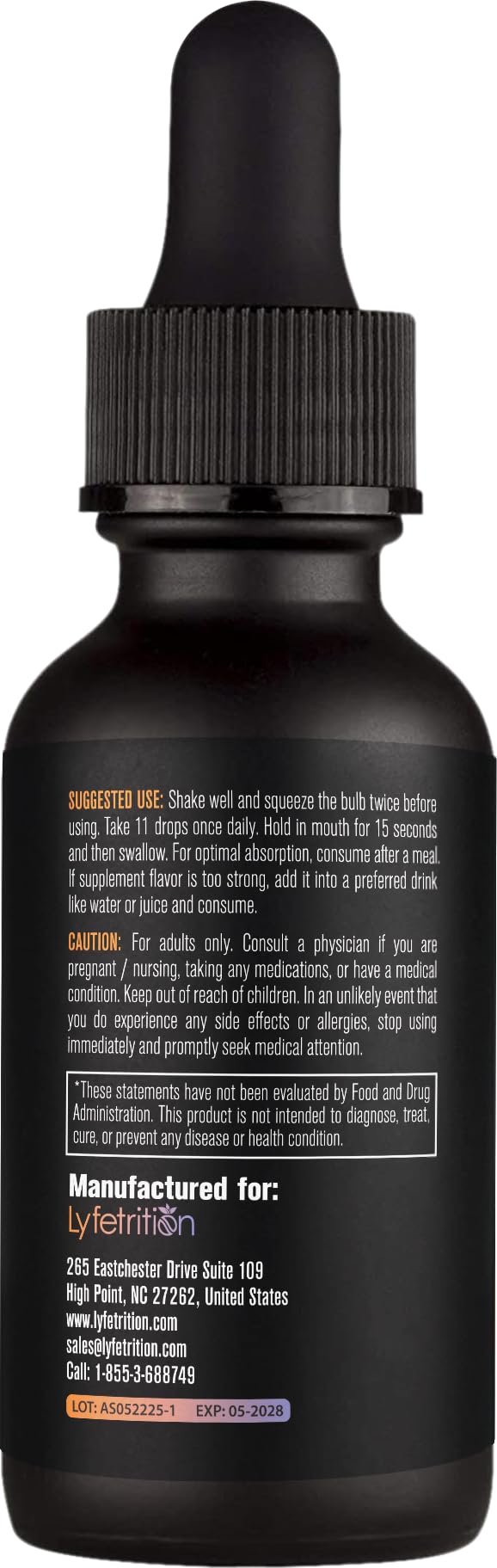 Lyfetrition GABA with L-Theanine, Ginkgo Biloba (Salisburia biloba) Extract, Organic Peruvian MACA Root (Lepidium meyenii) Extract, 118 ml, 4 FL Oz Liquid, 220 Servings, Made in USA, Quick Absorption Lyfetrition Au supplements