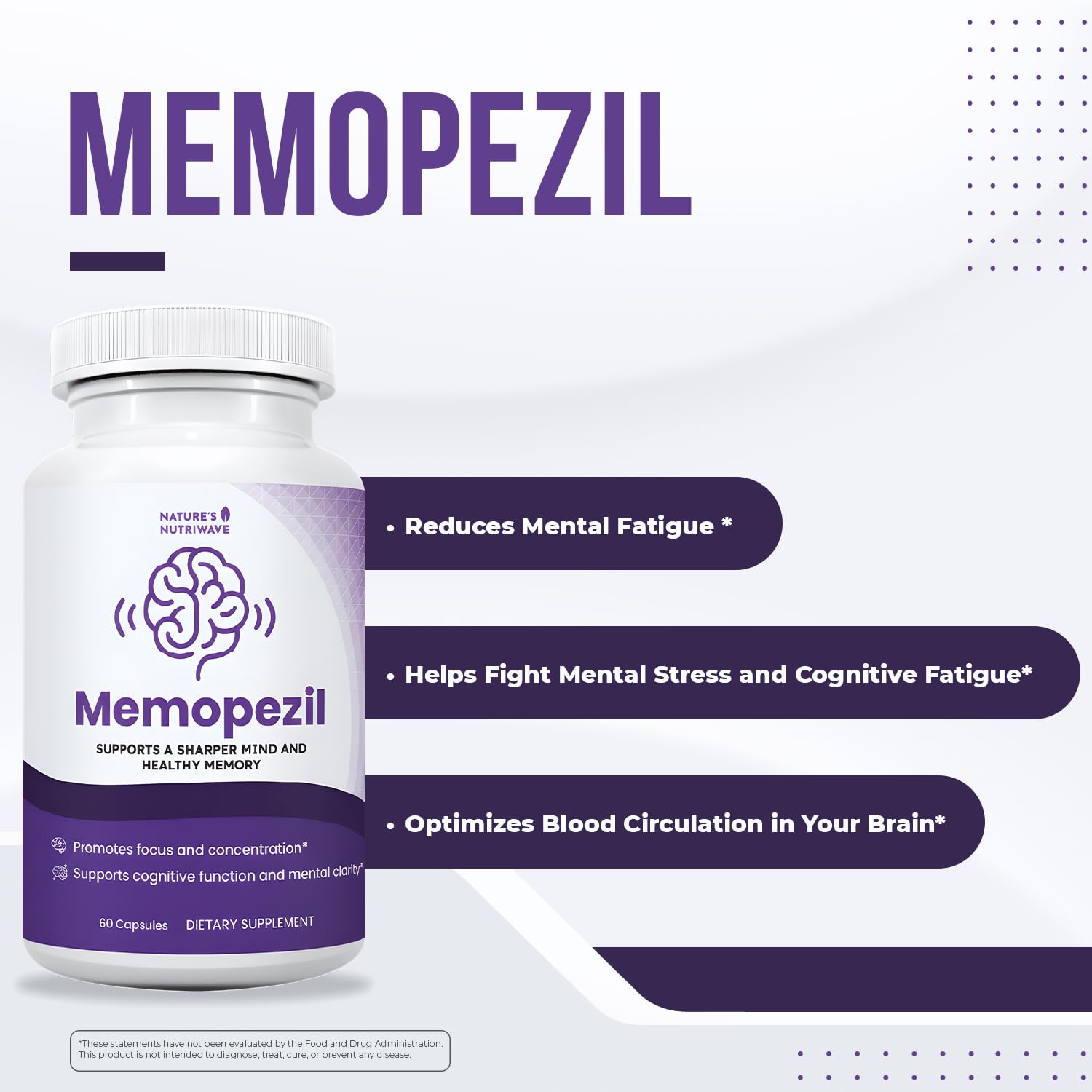 Memopezil – Daily Supplement with Vitamins A,B, C,D,E, Minerals & Botanical Extracts – Clean, Stimulant-Free Formula – GMP-Certified, Non-GMO, Made in USA - 60 Capsules, 30 Servings, 1 Month Supply Nature’s NutriWave Au supplements