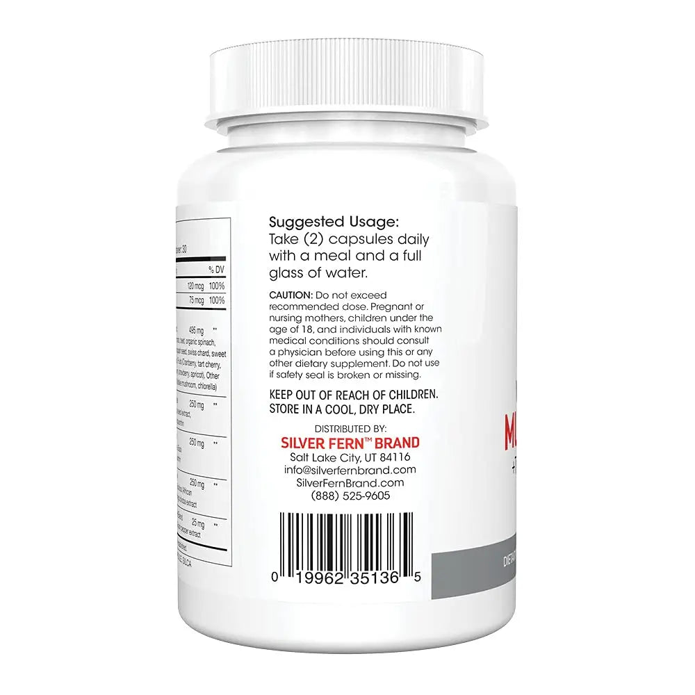 Silver Fern Whole Food Daily Multi Vitamin w/Trace Mineral Blend Supplement - 2 Bottles - 60 Vegicaps Each - 60 Day Supply Silver Fern Au supplements