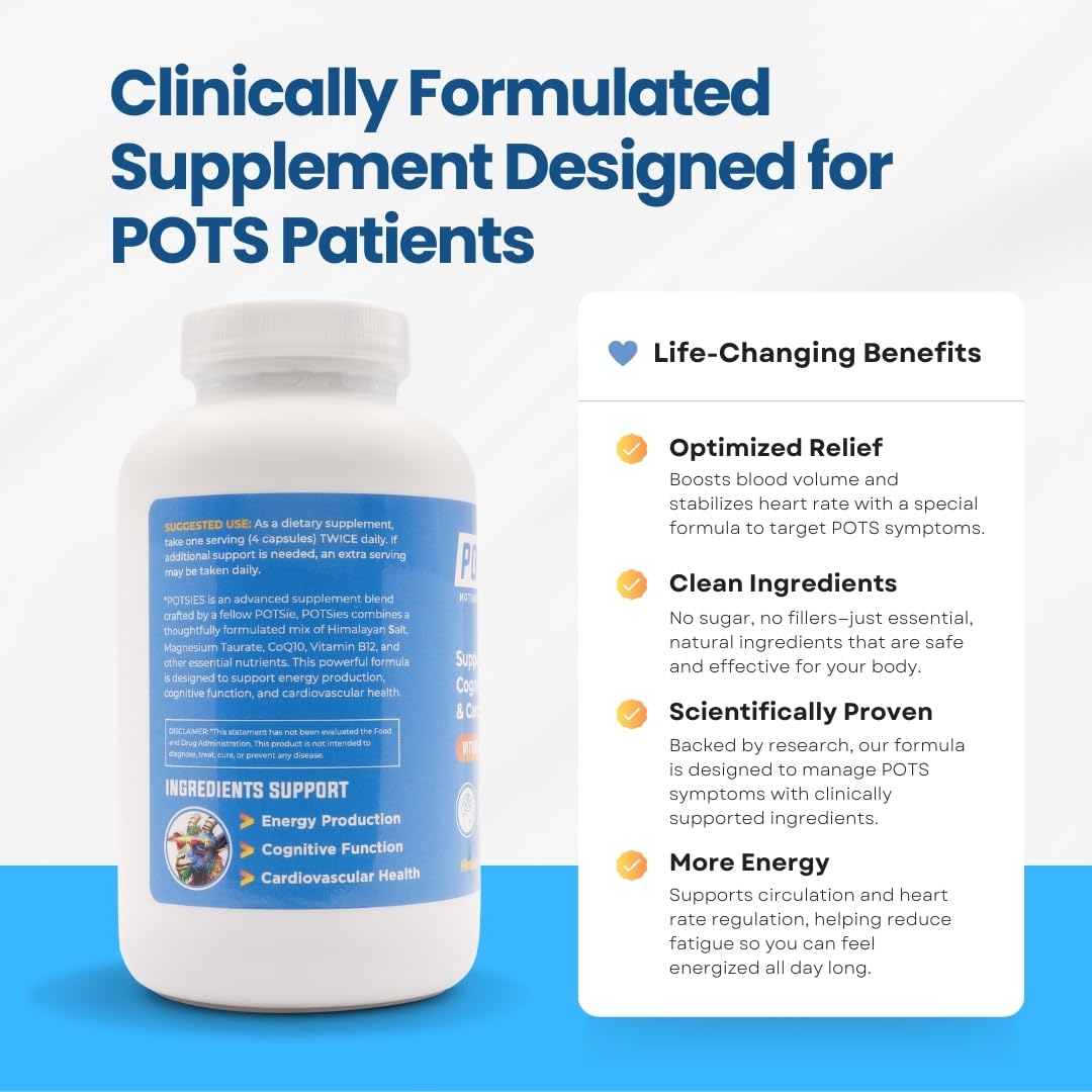 Potsies POTS Supplement Vitamin & Nutraceutical Mix Capsules for Pots Syndrome | POTS Management Essentials | 240 Capsules - 30 Day Supply Potsies Au supplements