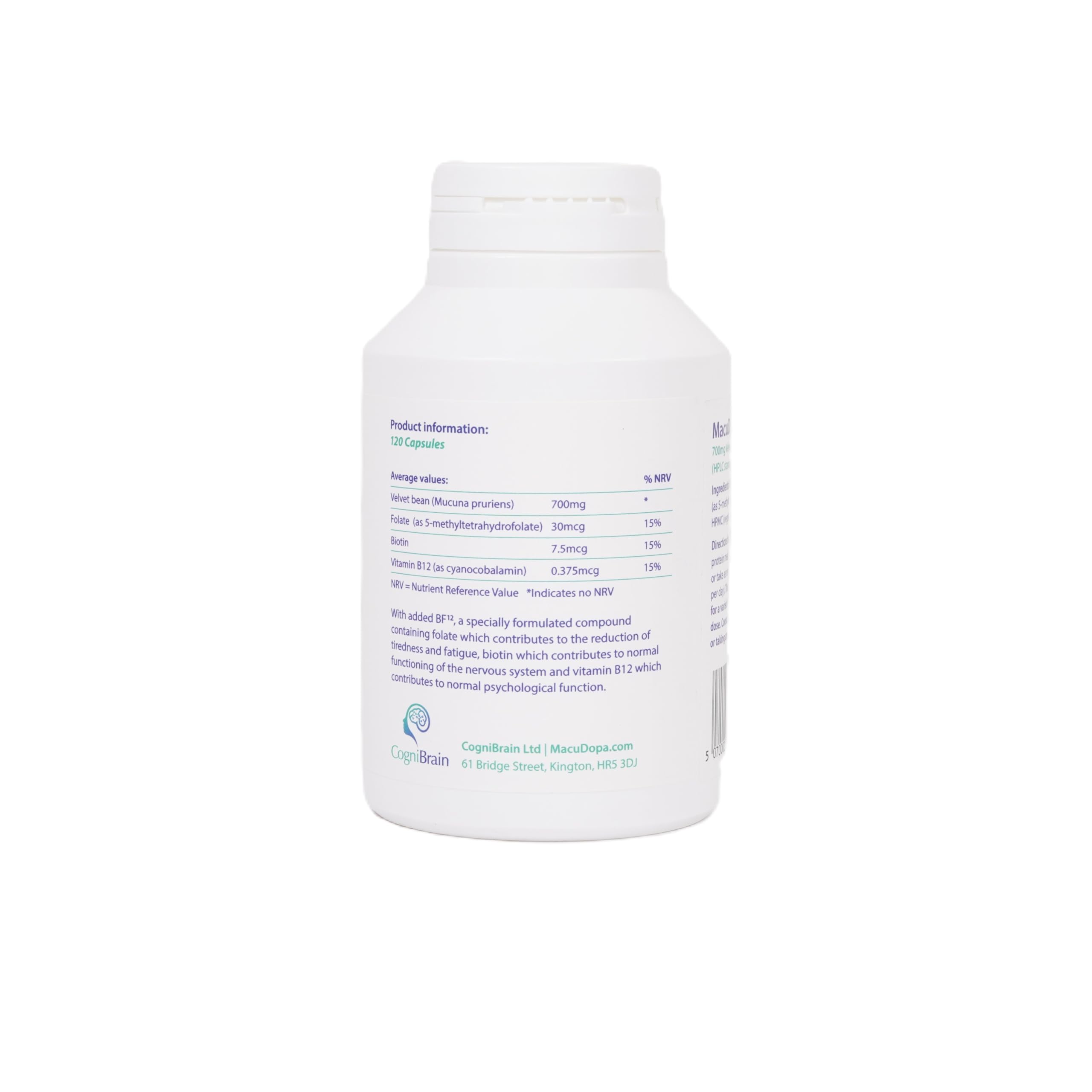 Macudopa Day Capsules 700mg Proprietary Blend, 63% HPLC standardised Levodopa. 120 Veggie Capsules MacuDopa Au supplements