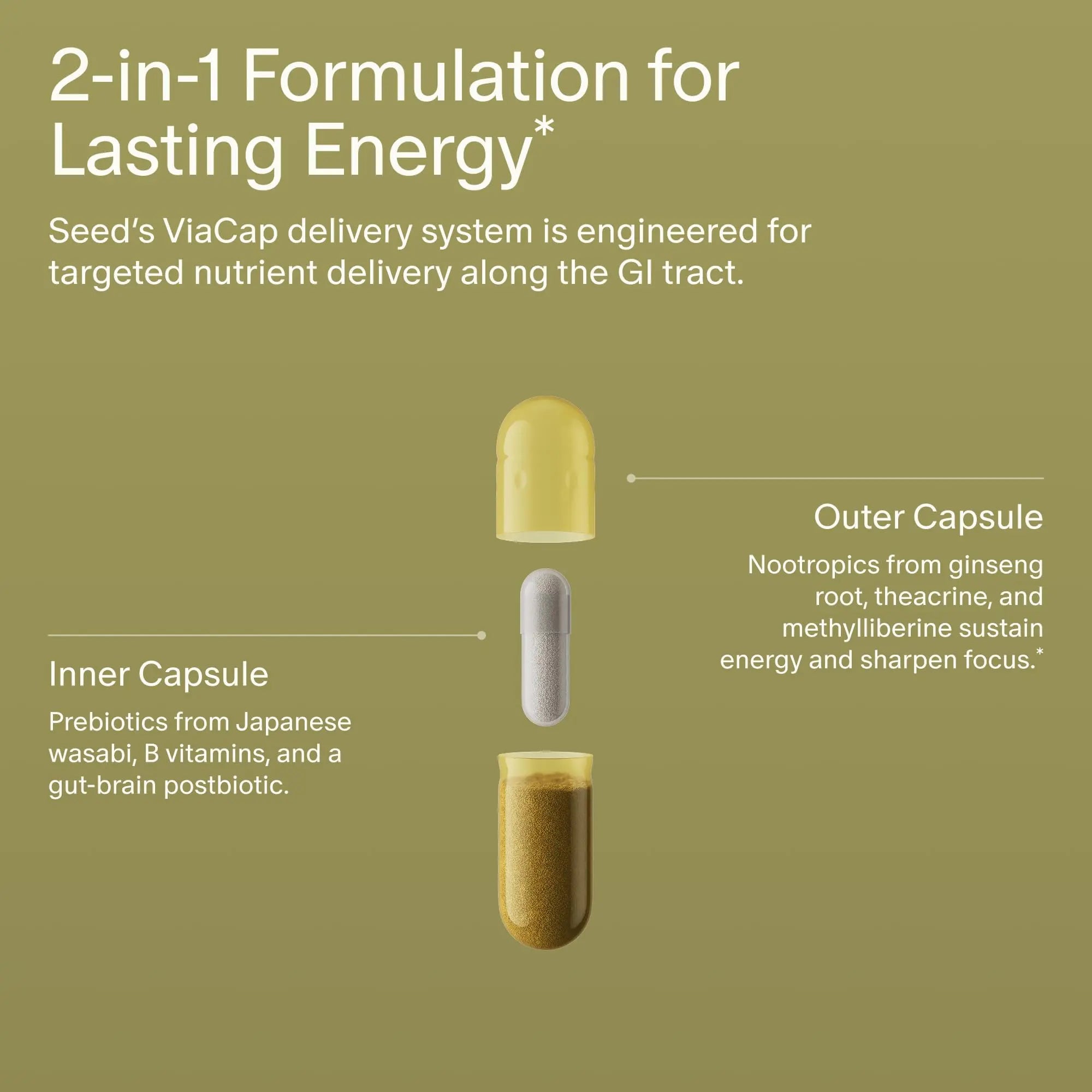 Seed AM-02 Energy + Focus - Daily Nootropic Supplement for Women & Men - Fast-Acting & Sustained Energy for Up to 6 Hours - Caffeine-Free Vegan & Shelf-Stable - 30 Capsules (30-Day Supply) Visit the Seed Store Au supplements