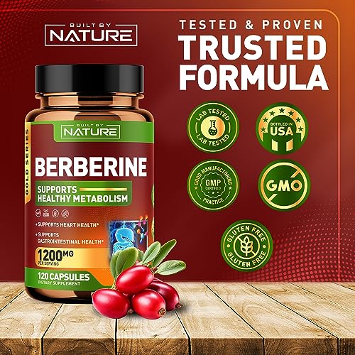 Berberine 1200mg - 100% Pure Berberine HCl Supplement, High Strength Berberine Built by Nature Au supplements