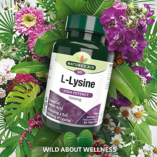Natures Aid L-Lysine 1000 mg, High Potency Essential Amino Acid, Vegan, 60 Tablets natures aid Au supplements