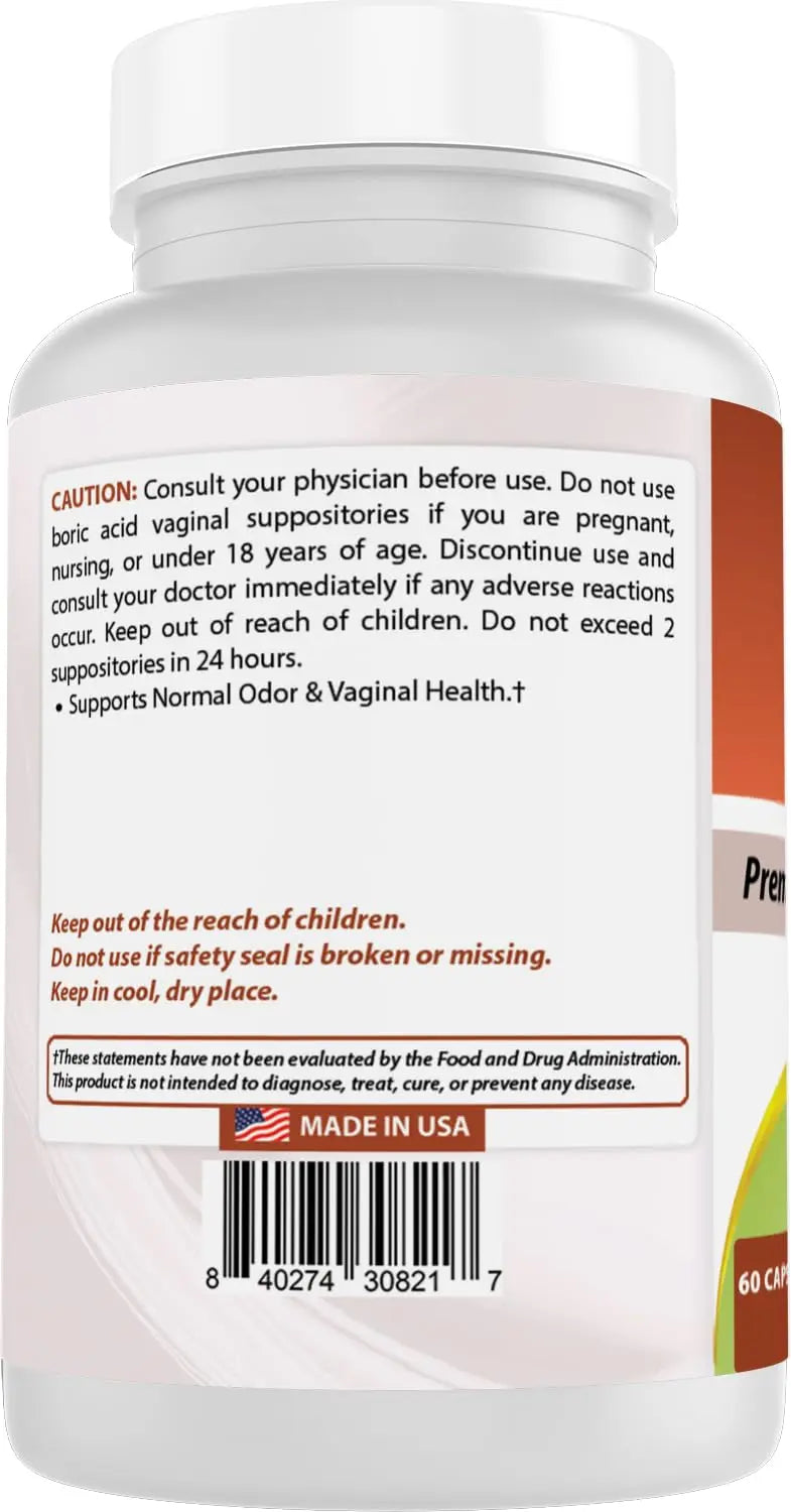 Best Naturals Boric Acid Vaginal Suppositories - Made in USA - USP Medical Grade Fine Powder, Easy Dissolve, Third Party Tested - 60 Count Best Naturals Au supplements