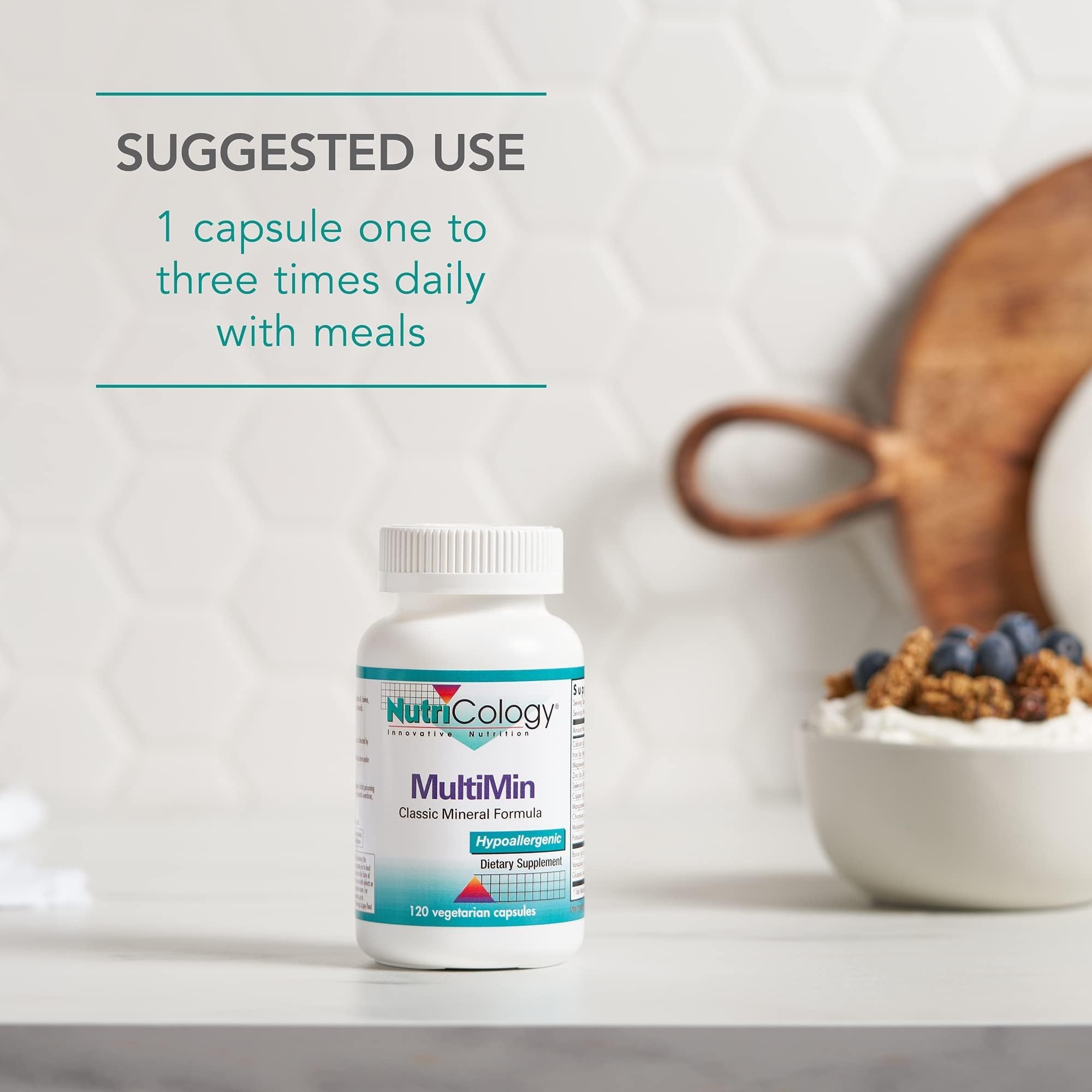 NutriCology MultiMin - Essential Mineral Blend with Macro Trace & Ultra Trace Minerals - Supports Mineral Balance Absorption & Cellular Function - 120 Servings - 120 Vegetarian Capsules Allergy Research Group Au supplements