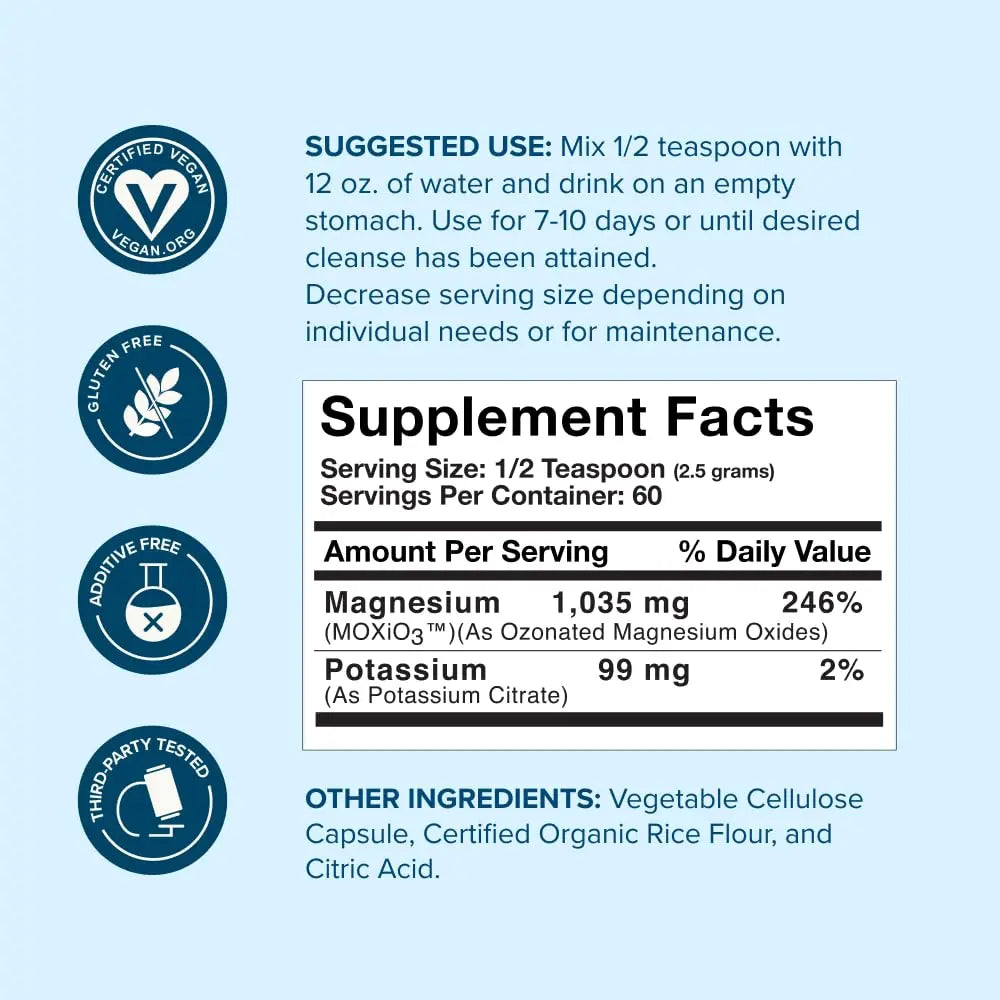 nbpure MagO7 - Natural Colon Cleanse & Detox Powder - Occasional Constipation Relief, Stool Softener, & Bloating Support for Men & Women - Ozonated Magnesium Oxide, 150 Gram nbpure Au supplements