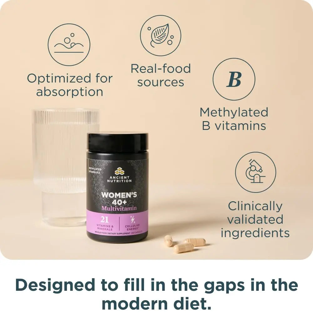 Ancient Nutrition Multivitamin for Women 40, Multi Vitamin and Immune Support with Vitamin D & C, 20 Vitamins and Minerals Ancient Nutrition Au supplements