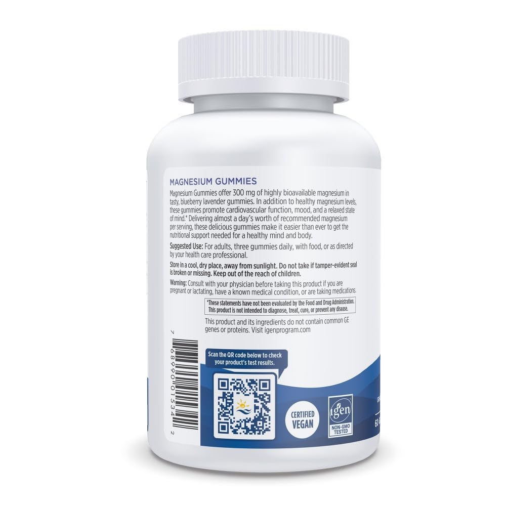 Nordic Naturals Magnesium Gummies for Adults, Blueberry Lavender Flavor - 60 Gummies - Vegan Magnesium Supplement for Mind, Mood, and Cardiovascular Support - Non-GMO - 20 Servings Nordic Naturals Au supplements