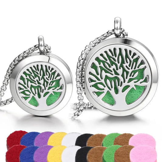Aromatherapy Essential Oil Diffuser Necklace Tree of Life Cloud Design Stainless Steel Locket JEAN SMILEAU supplements