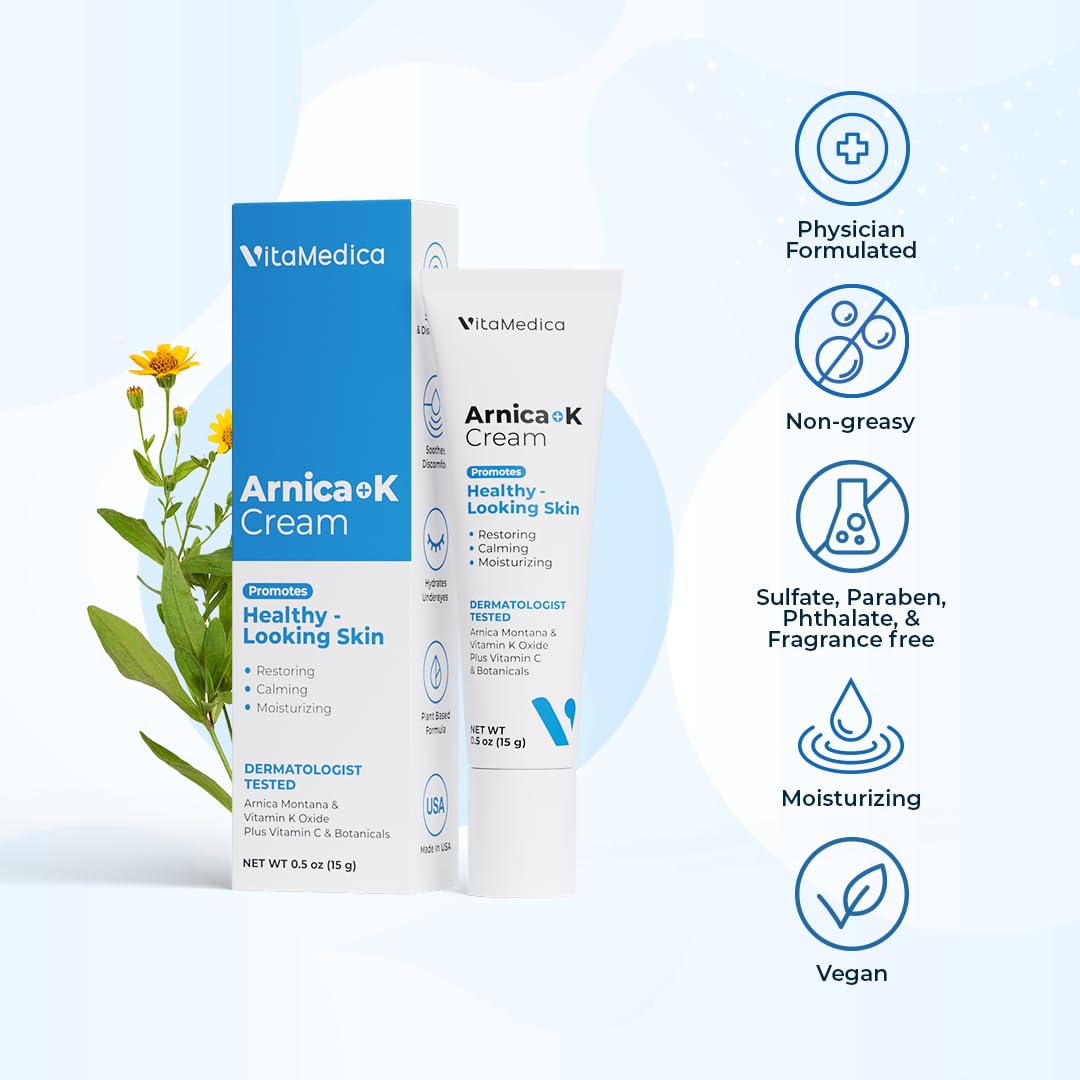 VitaMedica Arnica + Vitamin K Bruise Recovery Cream for Face & Under-Eye, Sensitive-Skin Formula, Post-Procedure Support, 0.5 oz VitaMedica Au supplements