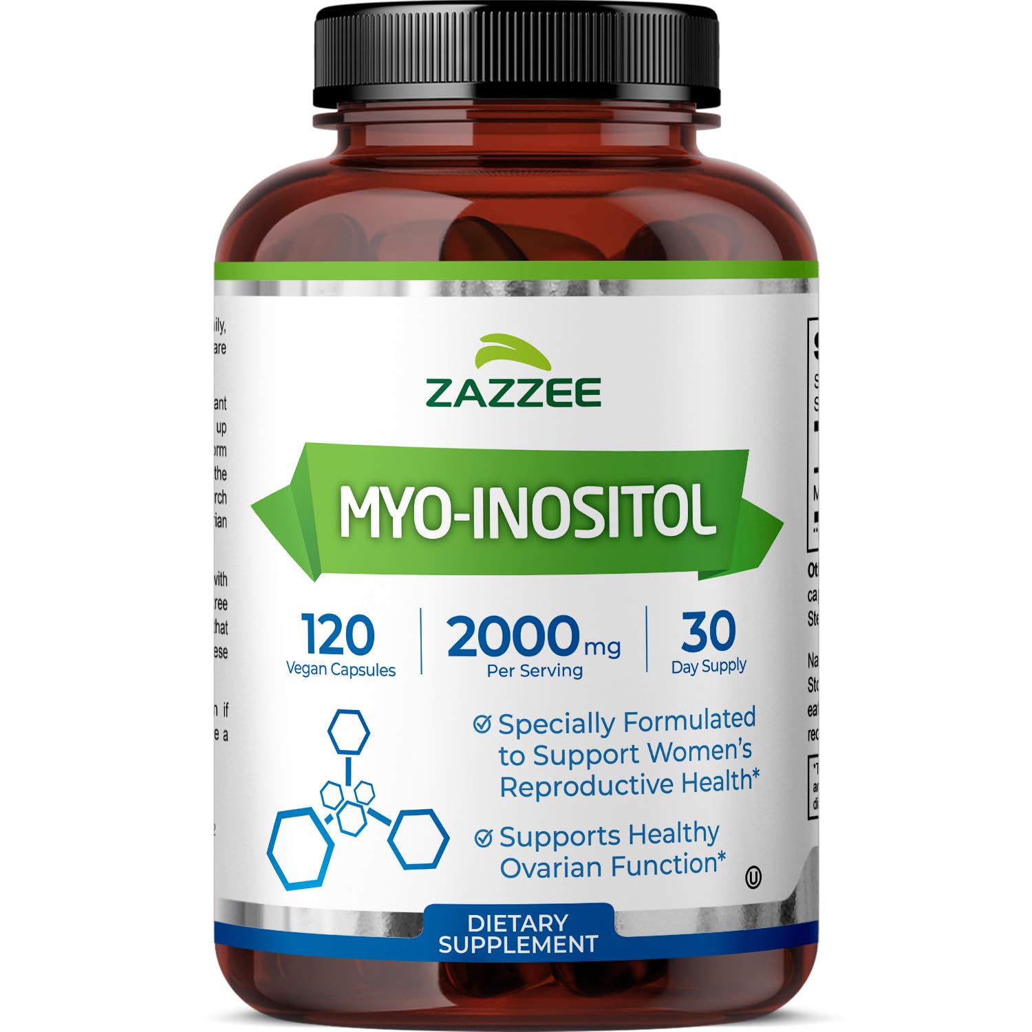 Zazzee Myo-Inositol Capsules, 2000 mg per Serving, 120 Vegan Capsules, Ideal Dosage for 40:1 Ratio, Certified Kosher, Hormone Balance & Healthy Ovarian Function Support, Non-GMO, Made in The USA Zazzee Au supplements