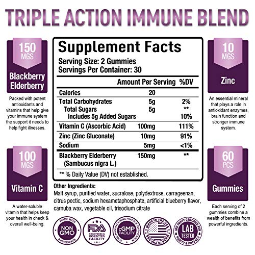 Premium Elderberry Gummies - Sambucus Elderberry Gummies for Adults - Black Elderber Purely Optimal Au supplements