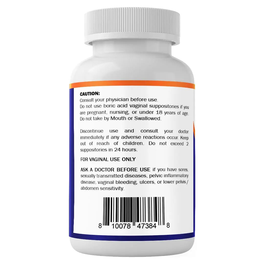Vitamatic Boric Acid Vaginal Capsule Shell Suppositories 600 mg USP Grade Boric Acid in Vegetarian Capsule Shell - 60 Count Vitamatic Au supplements