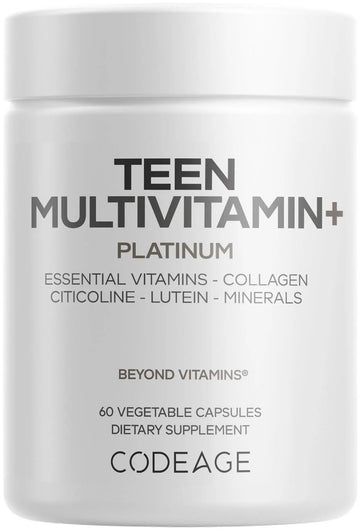 Codeage Teen Multivitamin+ Platinum Supplement - Vitamins A, C, D3, E, K2, B6, B12, Minerals, Probiotics, Citicoline Codeage Au supplements
