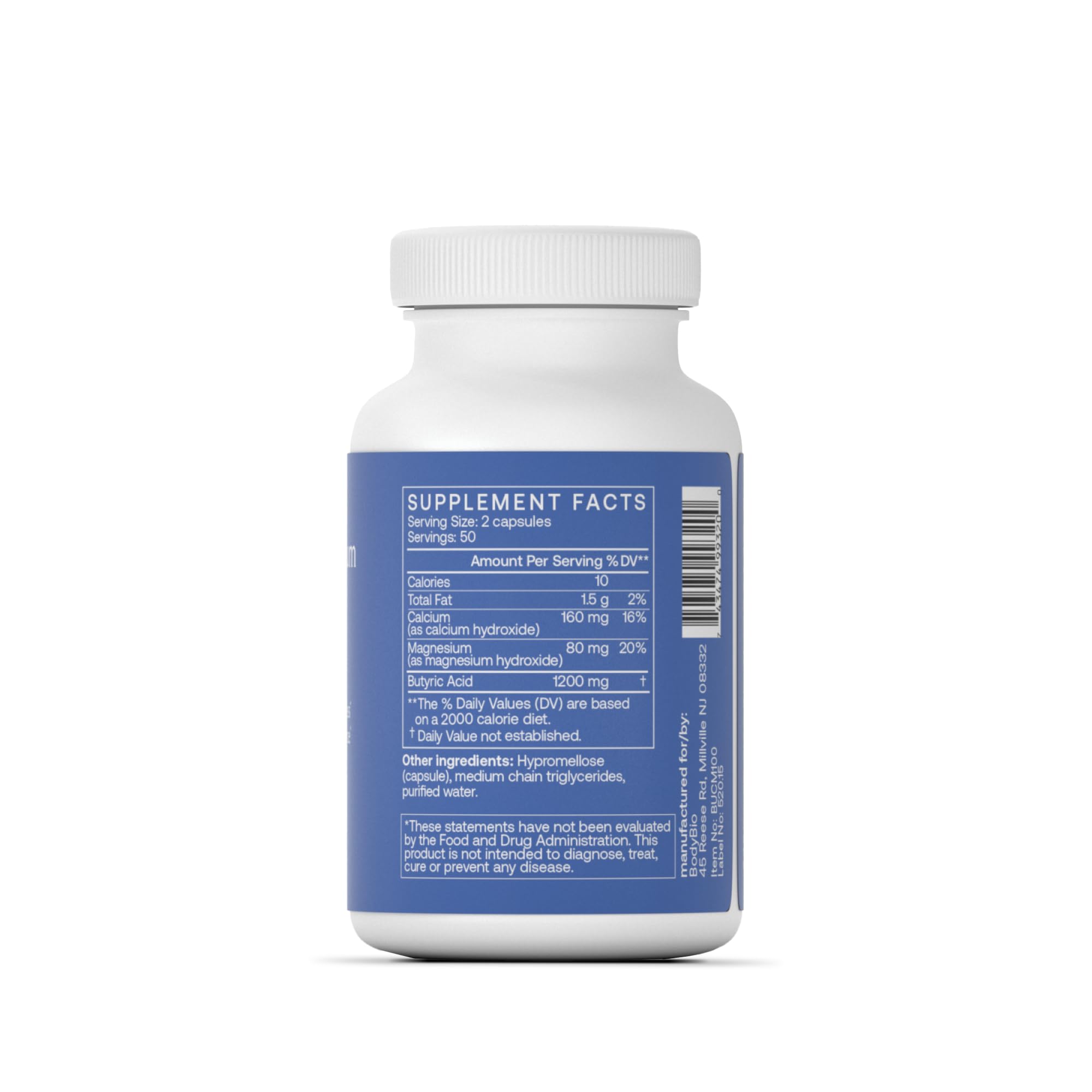 BodyBio Butyrate - Postbiotic for Gut Health, Digestive Support, Bloat, Gas & Constipation Relief, Leaky Gut Repair - Calcium, Magnesium + Butyric Acid Supplement for GI Wellness BodyBio Au supplements