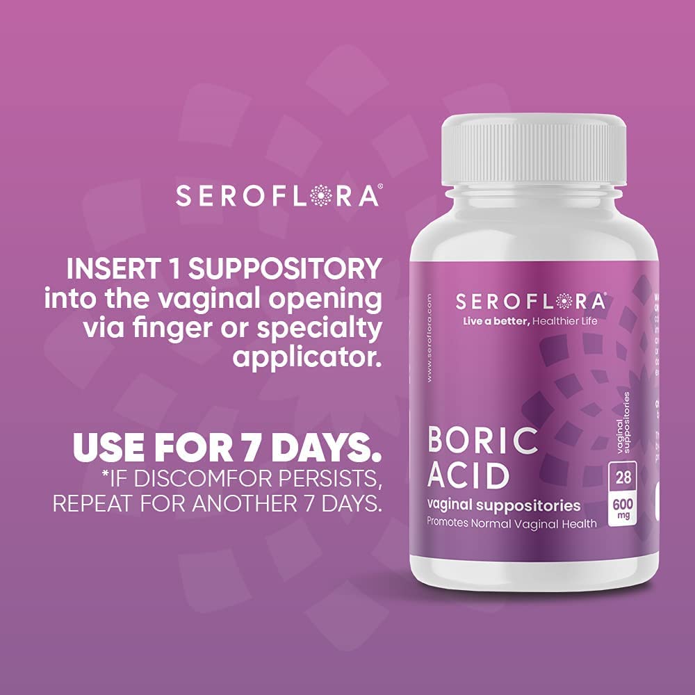 Seroflora Boric Acid Vaginal Suppositories 600 mg 28 Capsules - Boric Acid Pills for Women Seroflora Au supplements