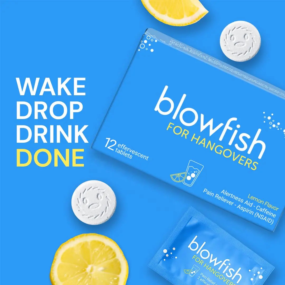 Blowfish for Hangovers - Fast Hangover Relief in 15 Minutes | FDA-Recognized Formulation | Headache Relief, Energy, and Hydration in One Step Blowfish Au supplements