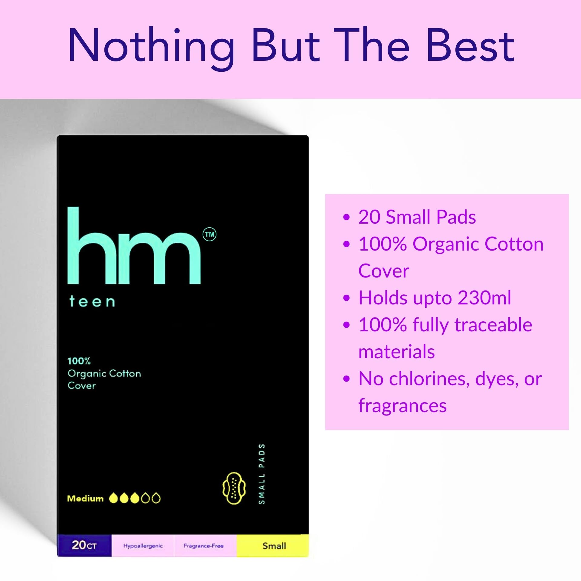 HM Teen | Pads for Teens | 100% Organic Cotton Pad Topsheet | Non Toxic Teen Pads with Wings HM Teen Au supplements