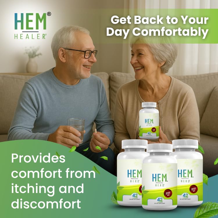 Hem Healer Hem Hero Extra Strength Hemorrhoid Treatment - Reduce Swelling, Soothe Itching & Irritation - 100% Natural - 42 Vegetarian Capsules Hem Healer Au supplements