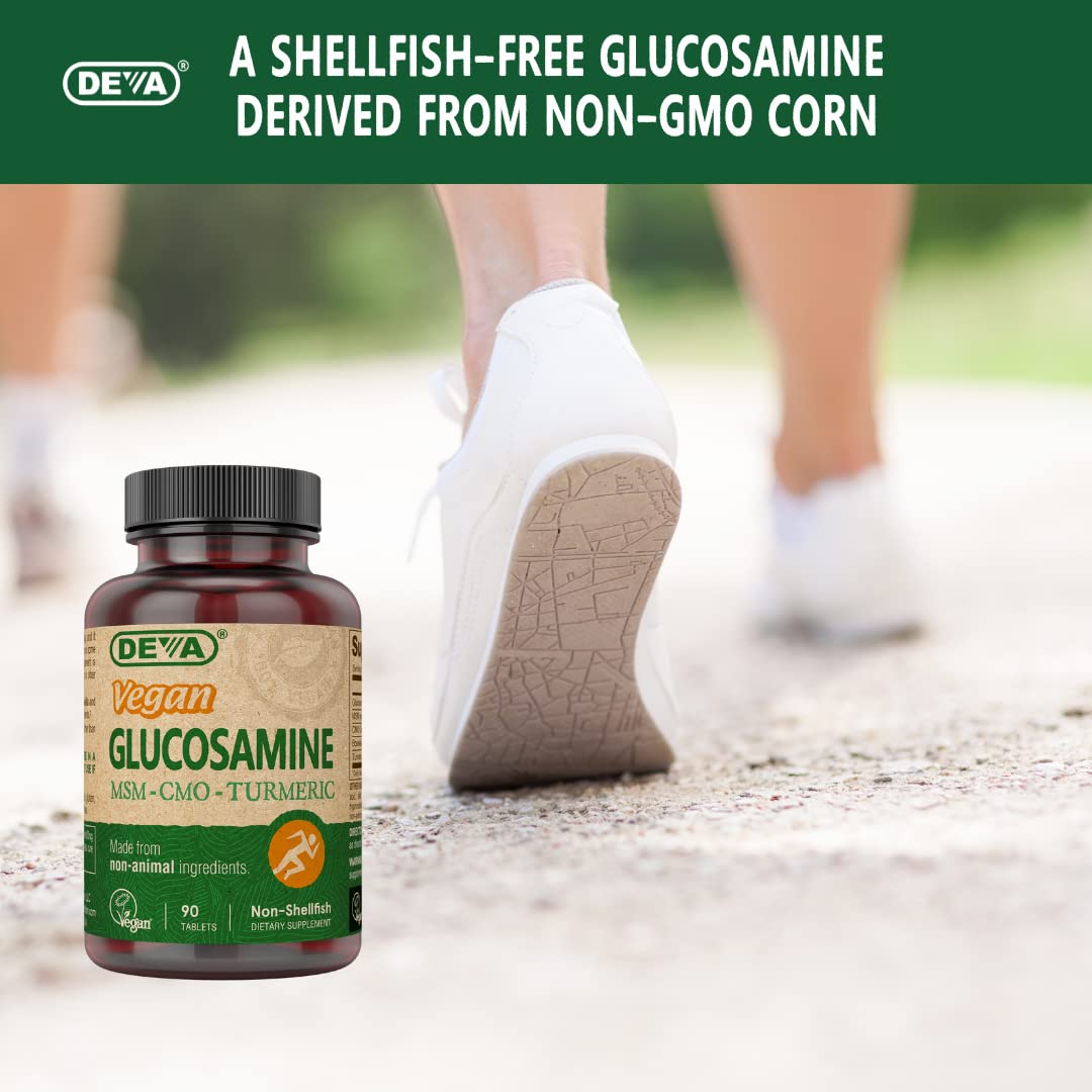 Deva Vegan Glucosamine-MSM-CMO & Turmeric Supplement - Gluten Free Plant Based Nutritional Supplement - 90 Tablets, 1-Pack DEVA Au supplements
