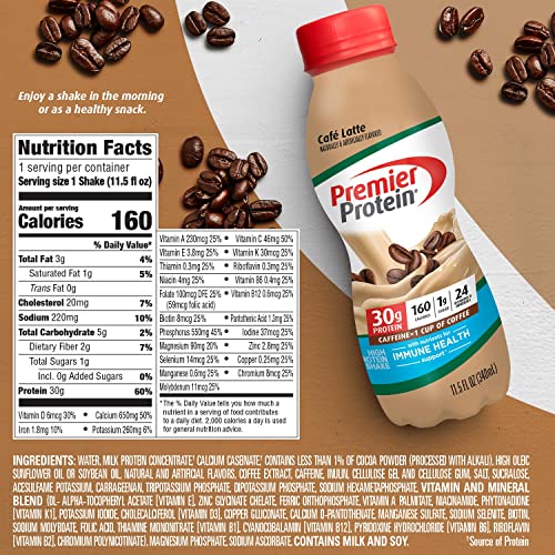 Premier Protein Shake, Café Latte Liquid, 30g Protein, 1g Sugar, 24 Vitamins & Minerals Premier Protein Au supplements