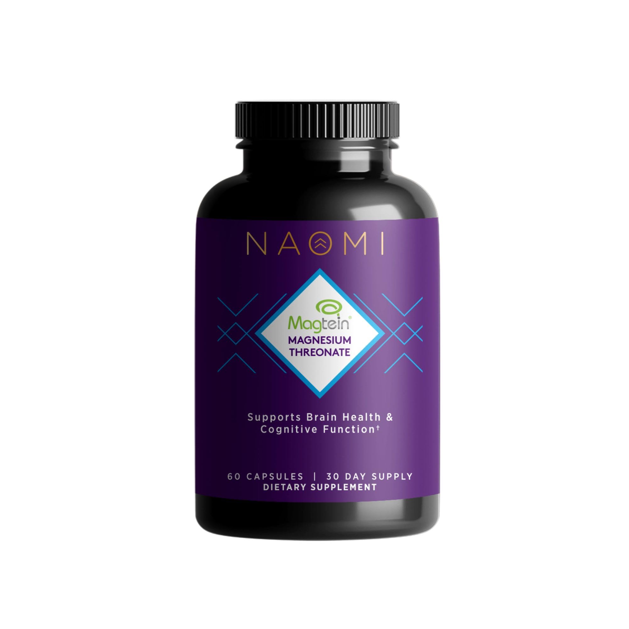 NAOMI Magnesium L-Threonate with 2,000mg Patented Magtein®, High Absorption Elemental Magnesium, Memory Supplement - Brain Health, Focus, Nerve Support, Heart Health, Natural Sleep Aid, 60 Veggie Caps NAOMI Au supplements