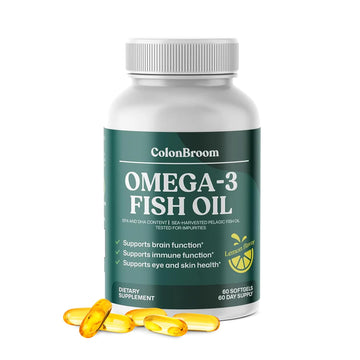 ColonBroom Omega 3 Fish Oil 2640 mg Softgels | Lemon Flavor | Daily Fish Oil Omega-3 Supplement for Women & Men with EPA & DHA | Gluten-Free, Non-GMO, Natural (60 Softgels, 2 Month Supply) ColonBroom Au supplements