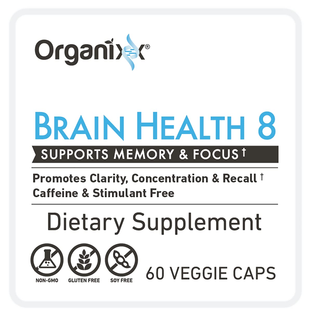 Organixx Ageless Brain Powerful Brain Health Supplement to Support Brain Function, Clarity, Focus, Re-Energize Brain Cells, Helps Promote a Balanced Mood, Gluten Free, Non GMO, 60 Vegetarian Capsules Organixx Au supplements