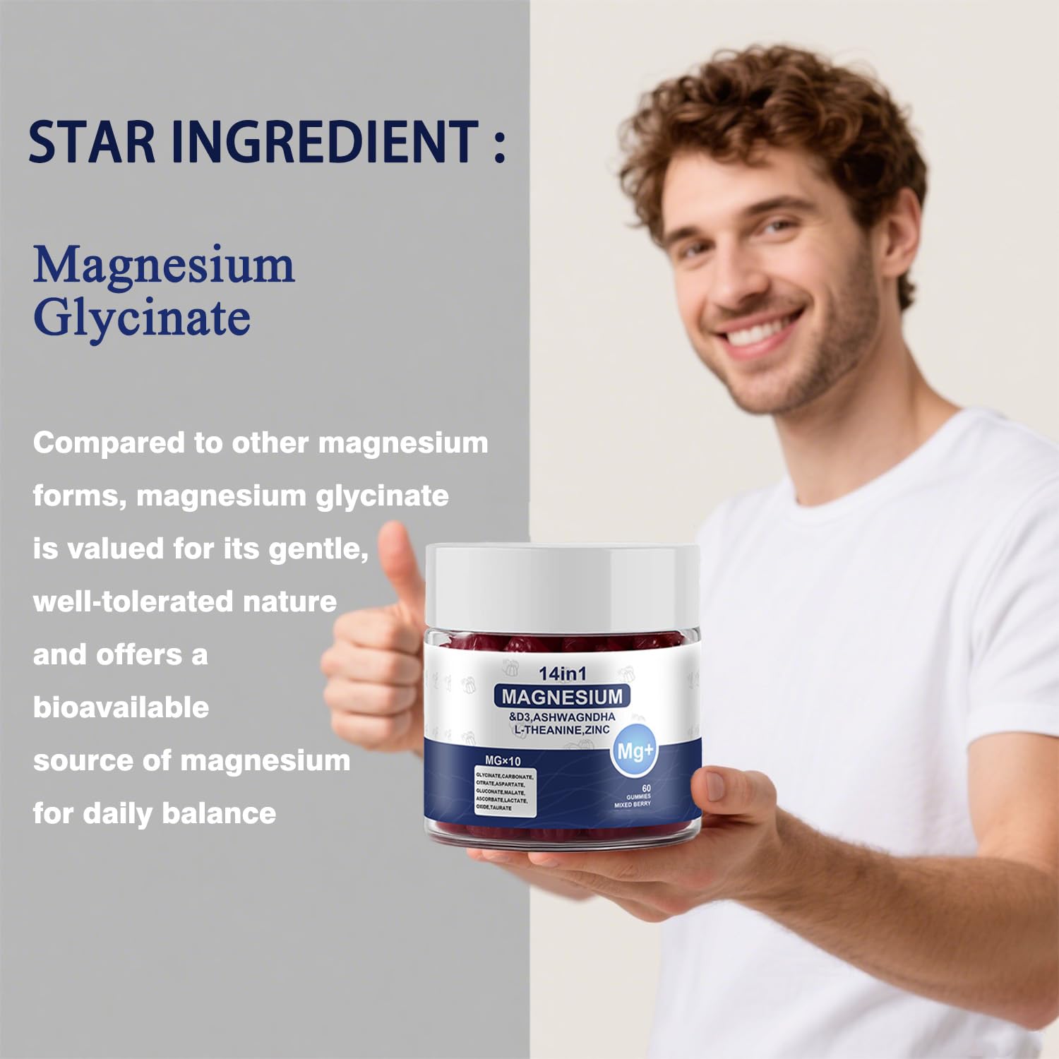 Magnesium Complex Gummies for Women & Men, Calm Magnesium Gummies for Women & Men, 14-in-1 with Ashwagandha, L-Theanine, Vitamin D3 & Zinc, 60 Count (1) UYPO Au supplements