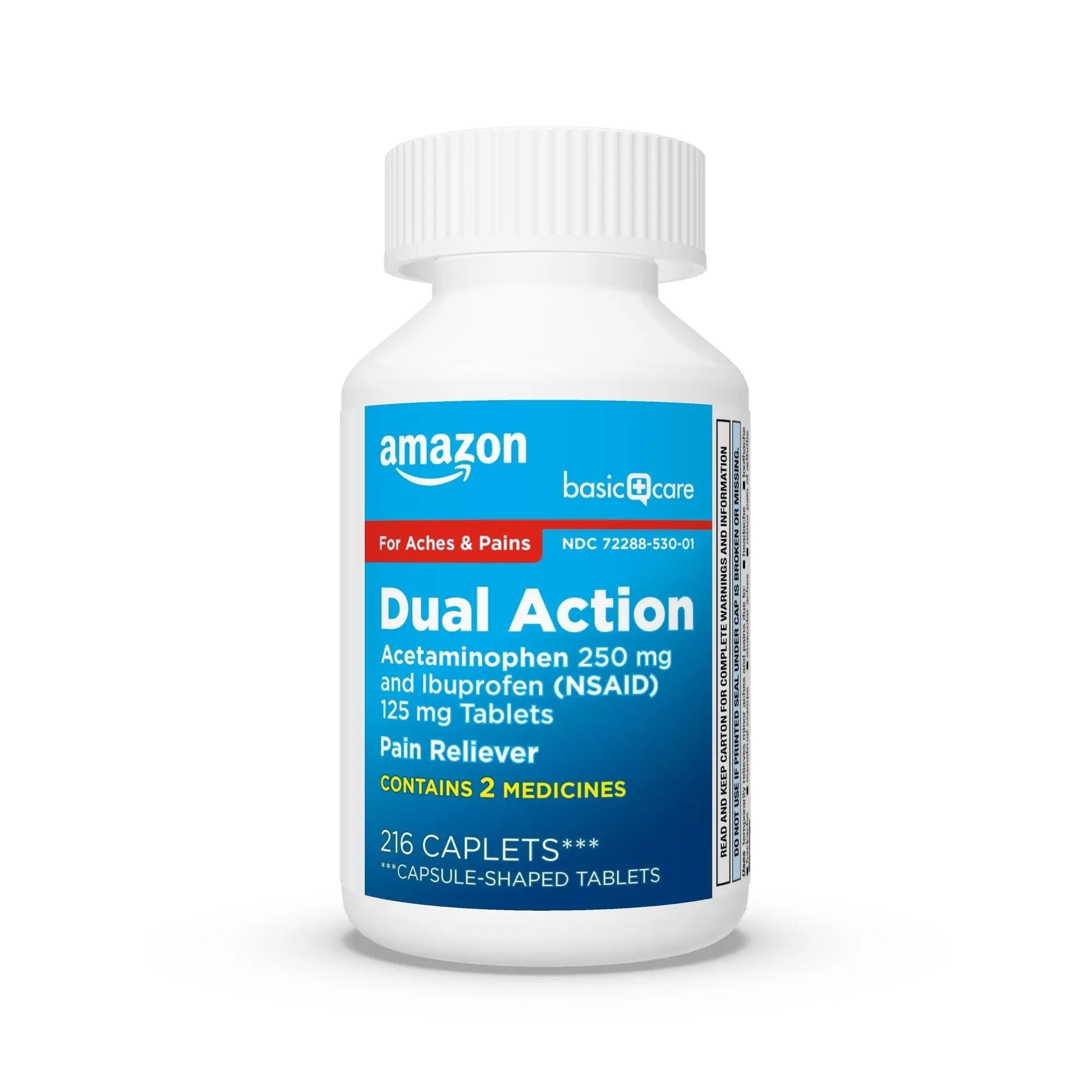 Amazon Basic Care Dual Action Acetaminophen 250 mg and Ibuprofen (NSAID) 125 mg Tablets, Pain Reliever for Headache, Backache, Menstrual Pain, Arthritis Pain Relief, 216 Count Amazon Basic Care Au supplements