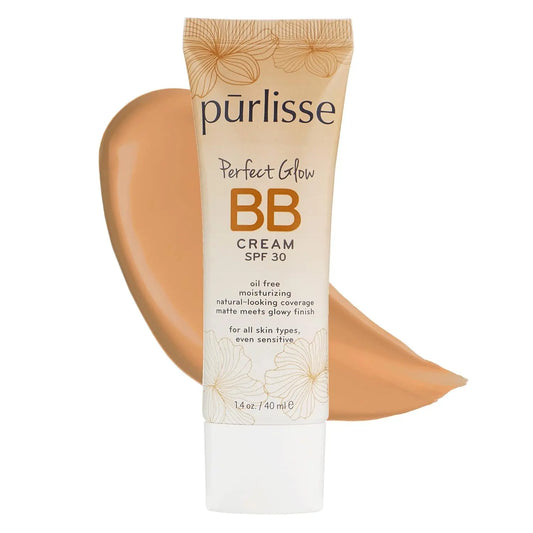 pūrlisse Perfect Glow BB Cream with SPF 30 - Matte Meets Dewy Finish - Enriched with Goji & Hawthorn Berry to Help Improve Skin Texture & Radiance - Medium Golden (1.4 oz) pūrlisseAU supplements