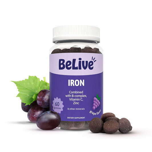 BeLive Iron Gummies - Multivitamin Supplement with Vitamin C, A, B & Zinc, Supports Blood Oxygen, Vegan Iron Supplements for Women, Men & Kids BeLiveUS supplements