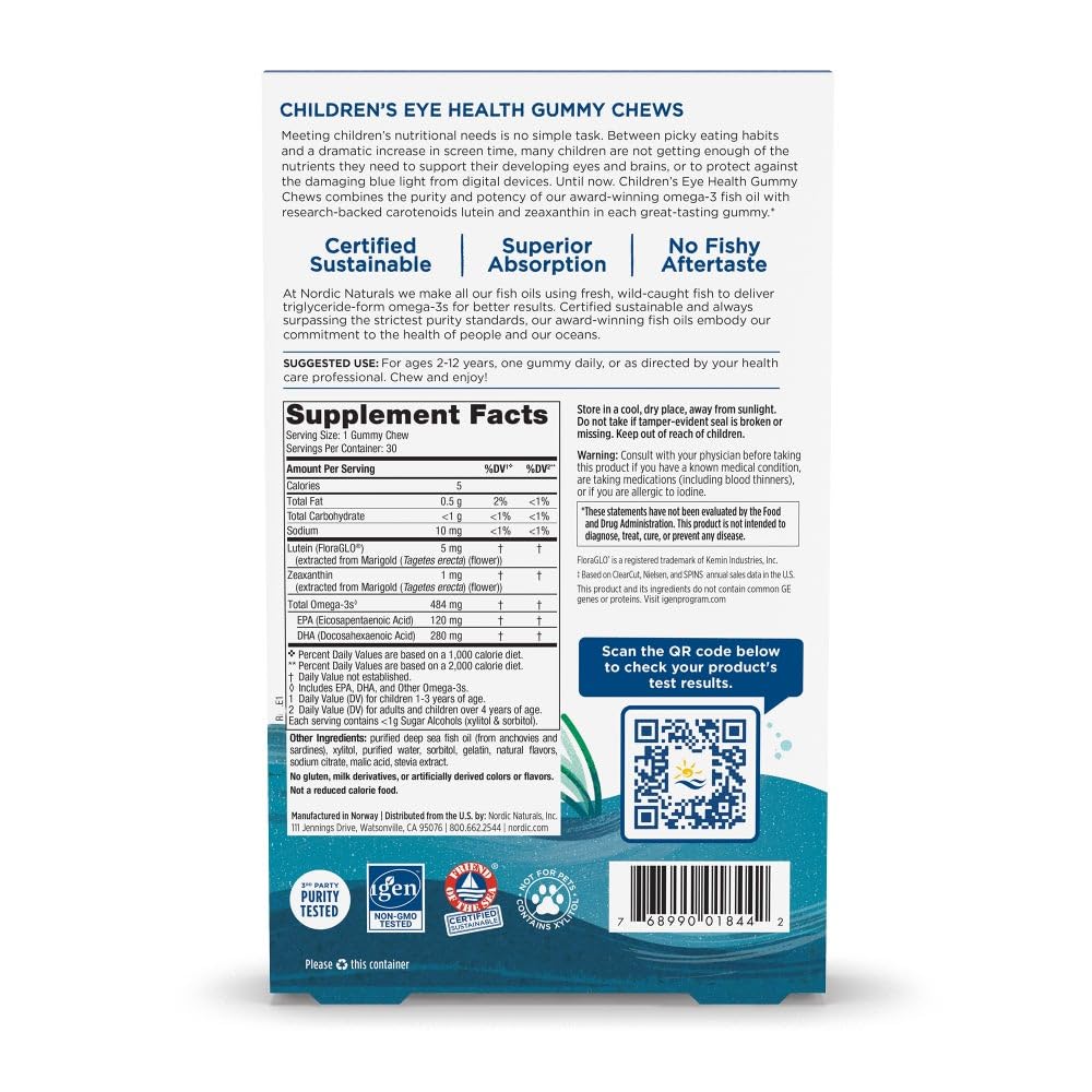 Nordic Naturals Children’s Eye Health Gummies, Strawberry Lemonade - 30 Gummies for Kids - 484 mg Total Omega-3s DHA, Lutein & Zeaxanthin - Brain Health, Antioxidant Support, Non-GMO - 30 Servings Nordic Naturals Au supplements