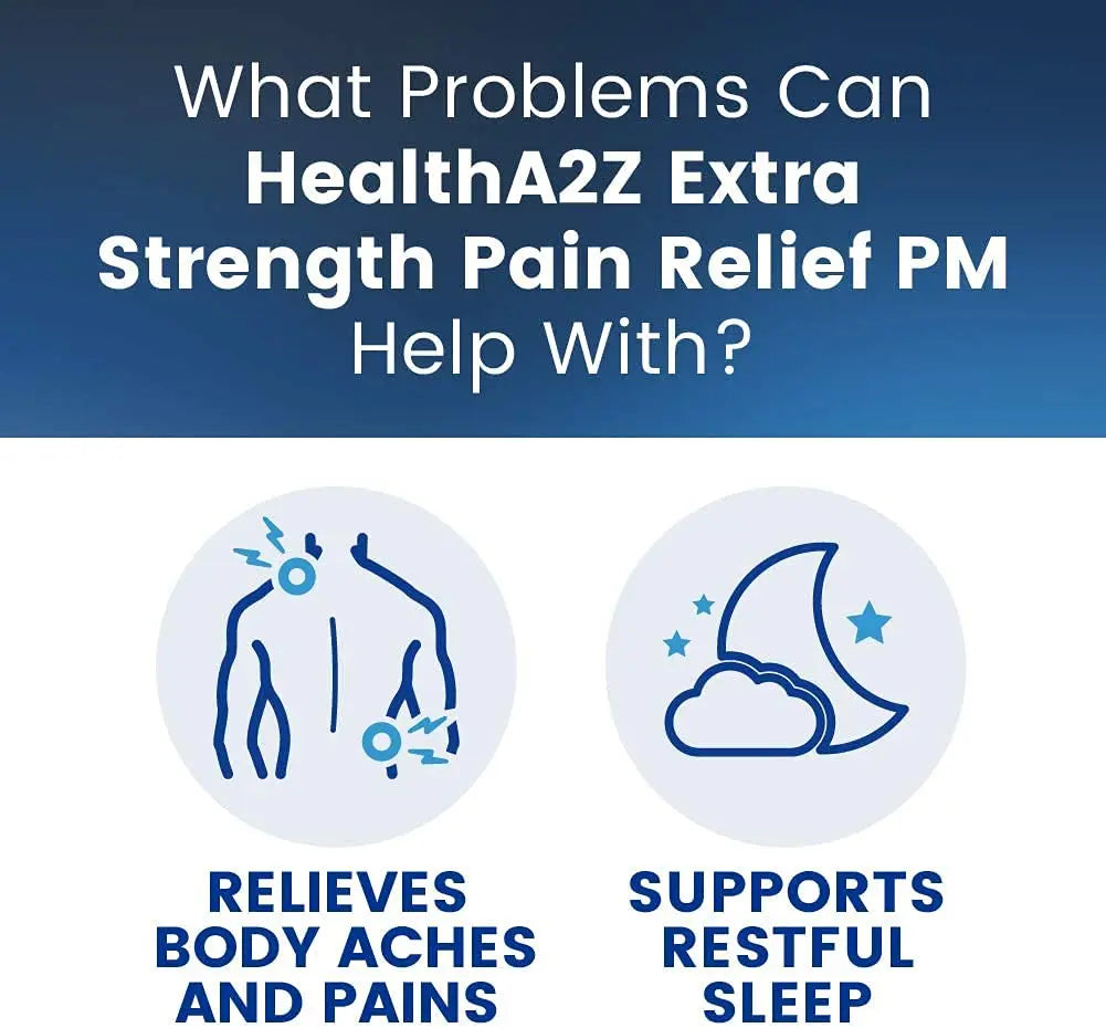 HealthA2Z® Extra Strength Pain Relief PM| Acetaminophen 500mg | Diphenhydramine 25mg | Pain Reliever & Nighttime Sleep Aid | (365 Count (Pack of 1)) HealthA2Z Au supplements