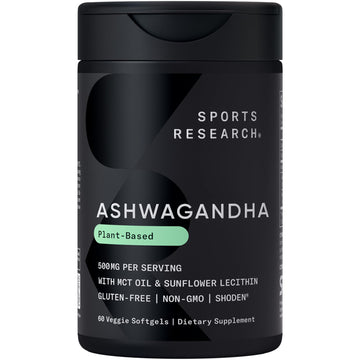 Sports Research® Ashwagandha Softgels with Coconut MCT Oil - Natural Adaptogen Made with Shoden® Ashwa for Relaxation, Calm & Sleep Support - Gluten Free & Vegan Friendly - 60 Count Sports Research Au supplements