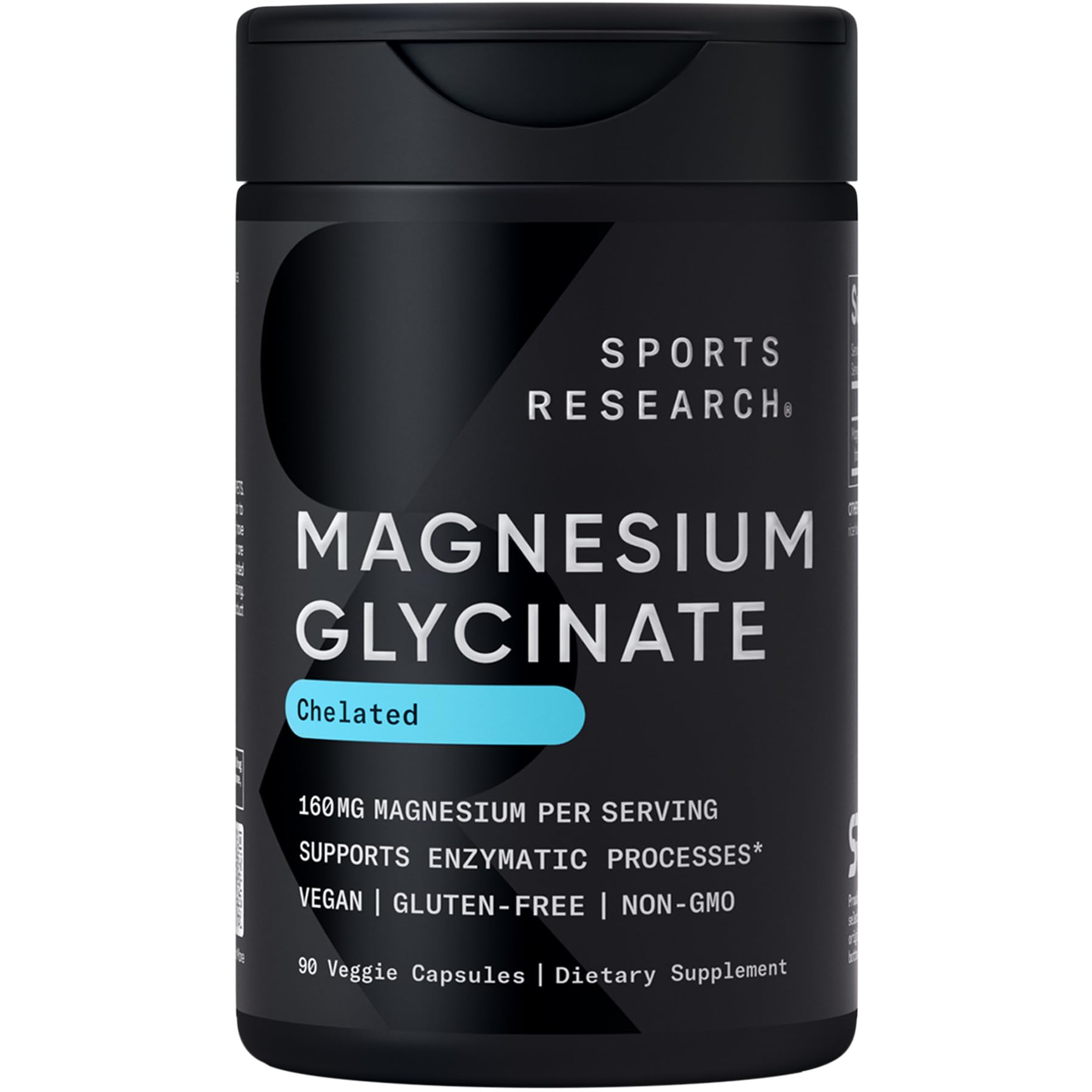 Sports Research® Magnesium Glycinate - Supports Restful Sleep & Enzymatic Processes - 160 mg Chelated Magnesium - Vegan Capsule - 90 Count Sports Research Au supplements