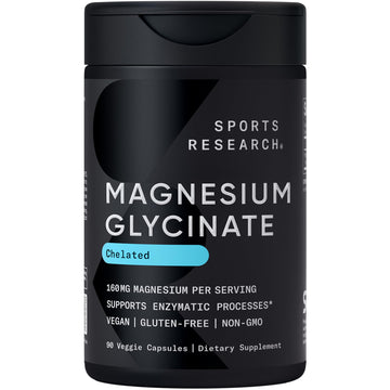 Sports Research® Magnesium Glycinate - Supports Restful Sleep & Enzymatic Processes - 160 mg Chelated Magnesium - Vegan Capsule - 90 Count Sports Research Au supplements