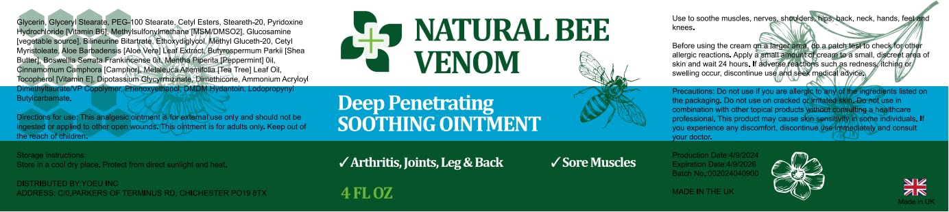 Cedonivor Bee Venom Joint and Bone Therapy Cream, New Bee Venom Gel, Specializes in Muscle Soothing, for All Parts of The Body, for Men & Women Cedonivor Au supplements