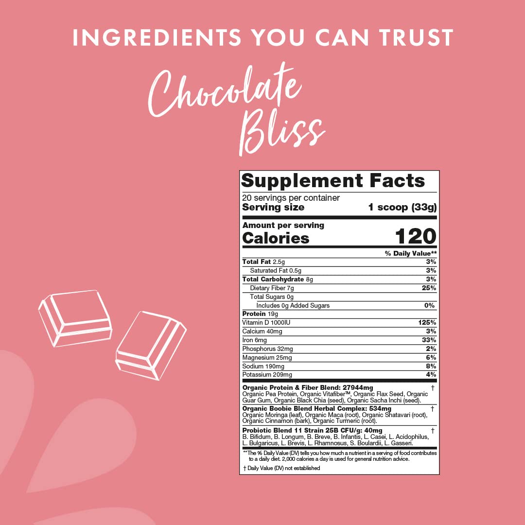 Boobie Body Organic Superfood Plant-Based Protein Shake, Chocolate Bliss, [23.4oz, 1 Tub] Boobie Brands Au supplements