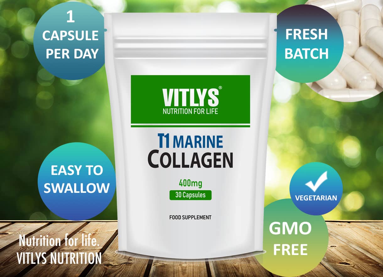Optimum Marine Collagen 30 Capsules - 1 Month Supply - One Per Day Hydrolysed Collagen Vitlys Au supplements