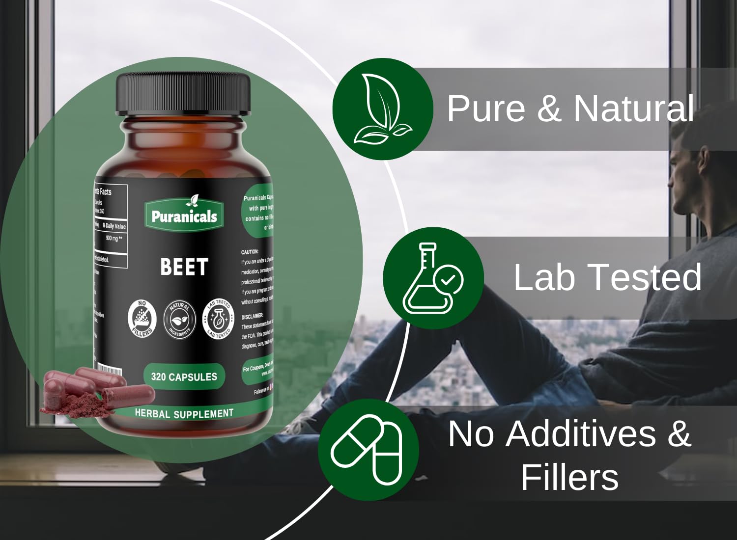 Puranicals Beet Premium 320 Capsules Nitric Oxide Booster | Herbal Supplement | 900 mg Puranicals Au supplements