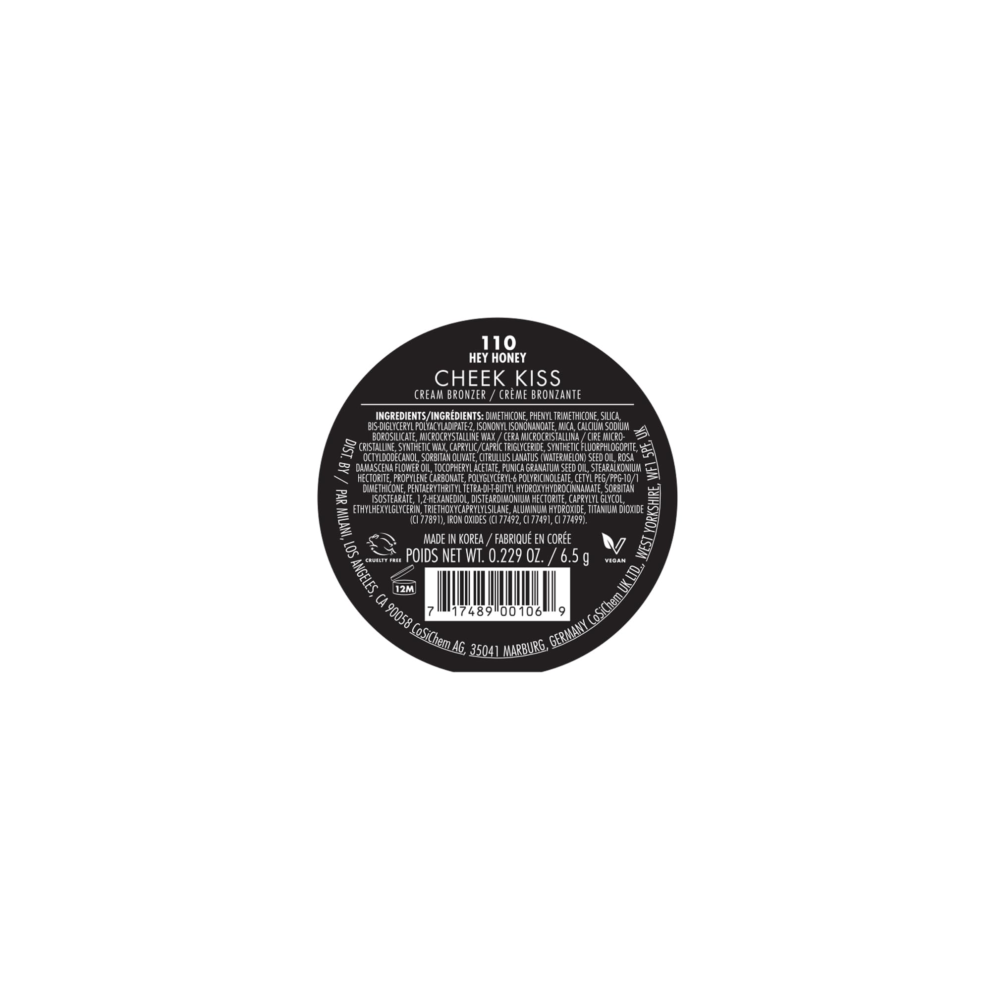 Milani Cheek Kiss Cream Bronzer, 110 - Hey Honey, Vegan & Cruelty-Free, Made in Korea, Lightweight Glow, Soft Matte Finish Milani Au supplements