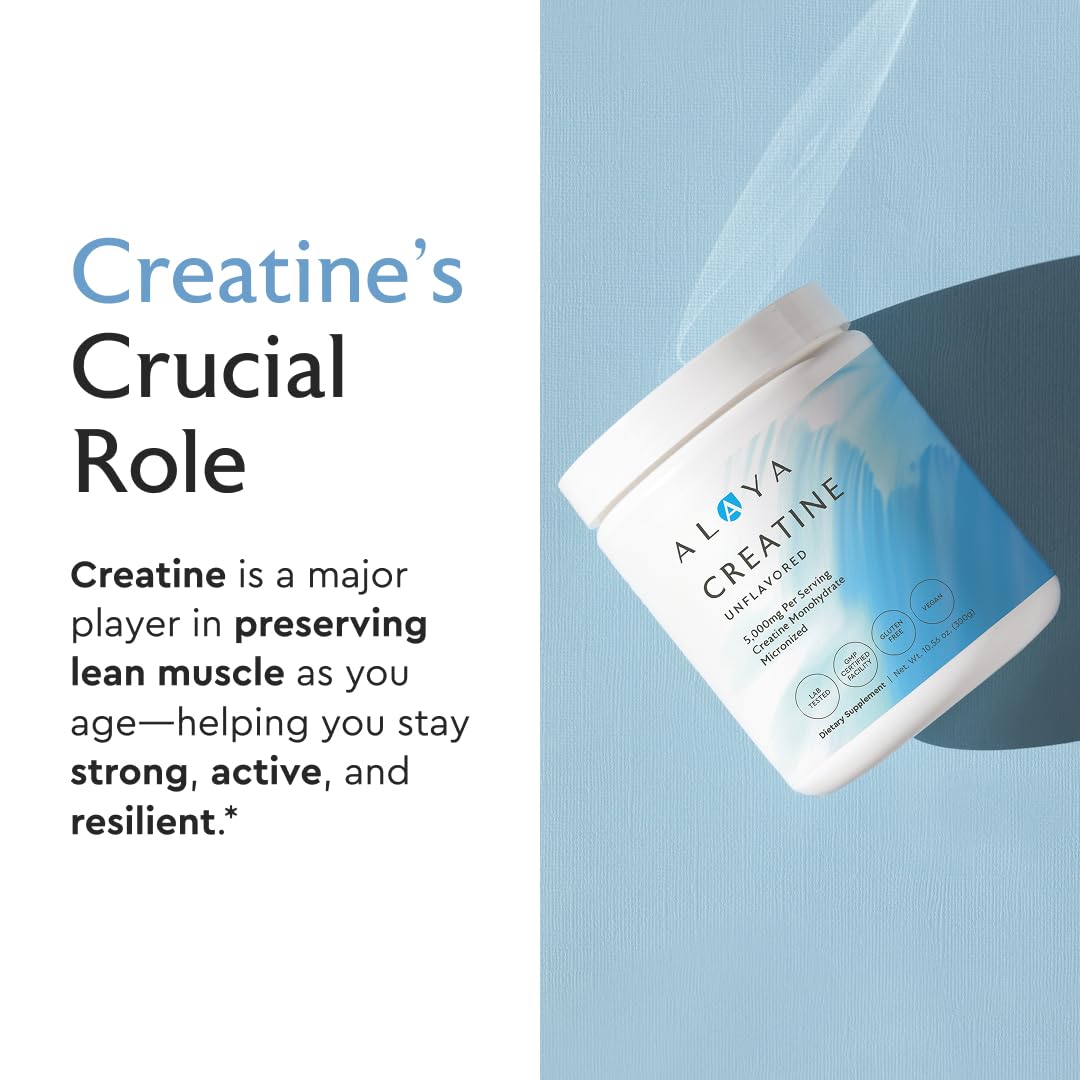 Alaya Naturals Micronized Creatine Monohydrate Powder – Pure Performance Fuel for Strength, Mental Focus, Vegan, Non-GMO, Easily Mixable & Flavorless - 5 g Alaya Naturals Au supplements