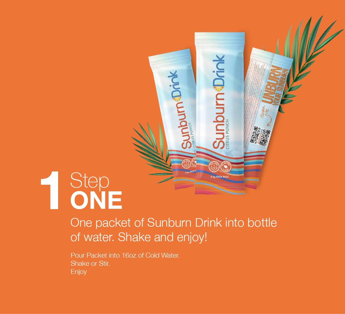 Sunburn Drink - Twin Pack - After Sun Skin Care - Supports Healthy Skin from The Inside Out -Promotes Hydration - Sun Damage Support - Mix with Water - Travel Size Sunburn Drink Au supplements