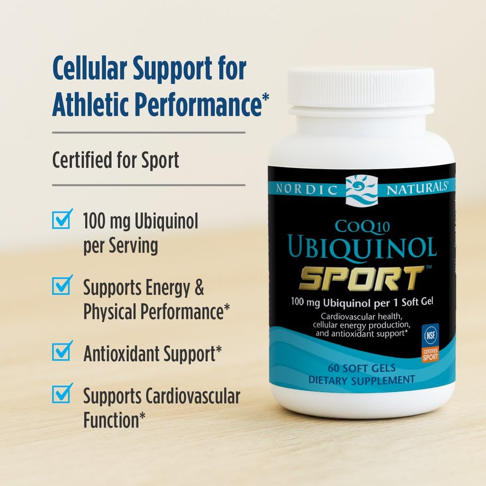 Nordic Naturals Nordic CoQ10 Ubiquinol Sport - 60 Mini Soft Gels - 100 mg Ubiquinol - Heart Health, Physical Performance, Cellular Energy Production - Non-GMO - 60 Servings Nordic Naturals Au supplements