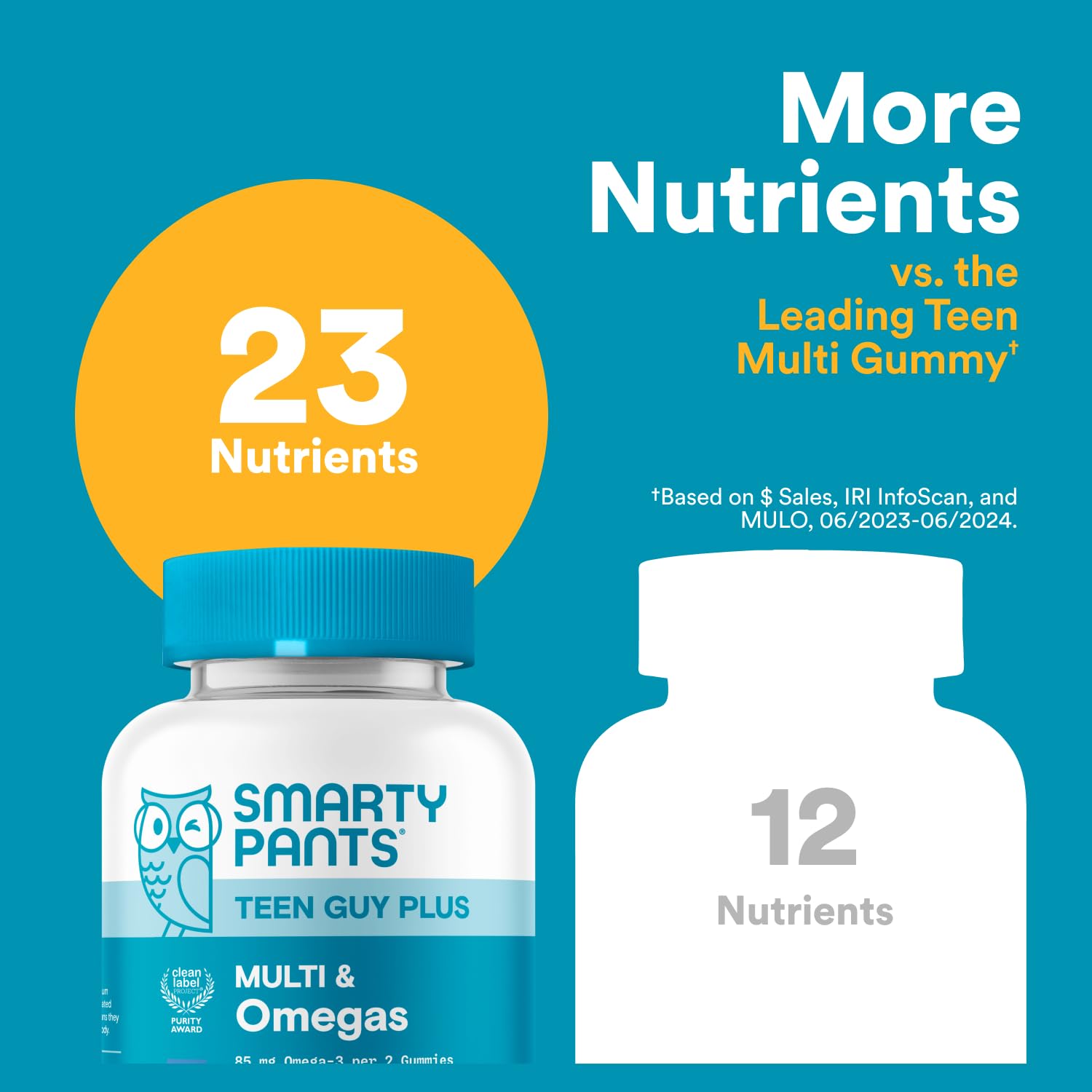 SmartyPants Teen Guy Multivitamin Gummies, Omega 3 (DHA/EPA), Vitamin D3, C, Vitamin B12, B6, A, K & Zinc, Folate, Gluten Free, Fruit Flavor, 60 Count (30 Day Supply) SmartyPants Au supplements