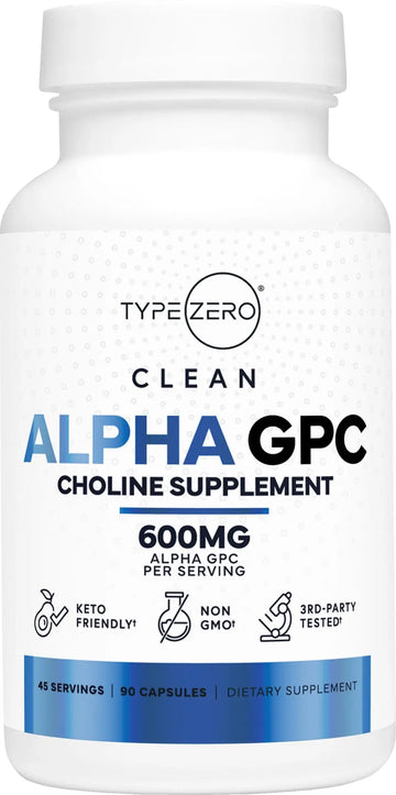 Type Zero Ultra Clean Alpha GPC Choline Supplement (600mg | 90 Capsules) Soy Free, Non-GMO Nootropics Alpha GPC 600mg / 300mg; Alpha-GPC Brain Memory and Focus Supplements Type Zero Au supplements